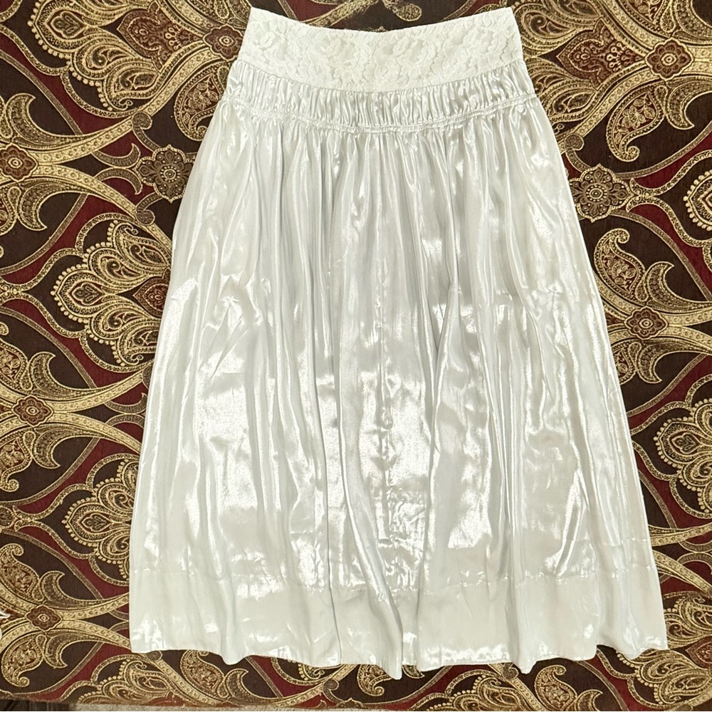 Free People Aster Silver Boho Maxi Skirt Chic Festival Goddess Lace Sz M NWT - Picture 4 of 12